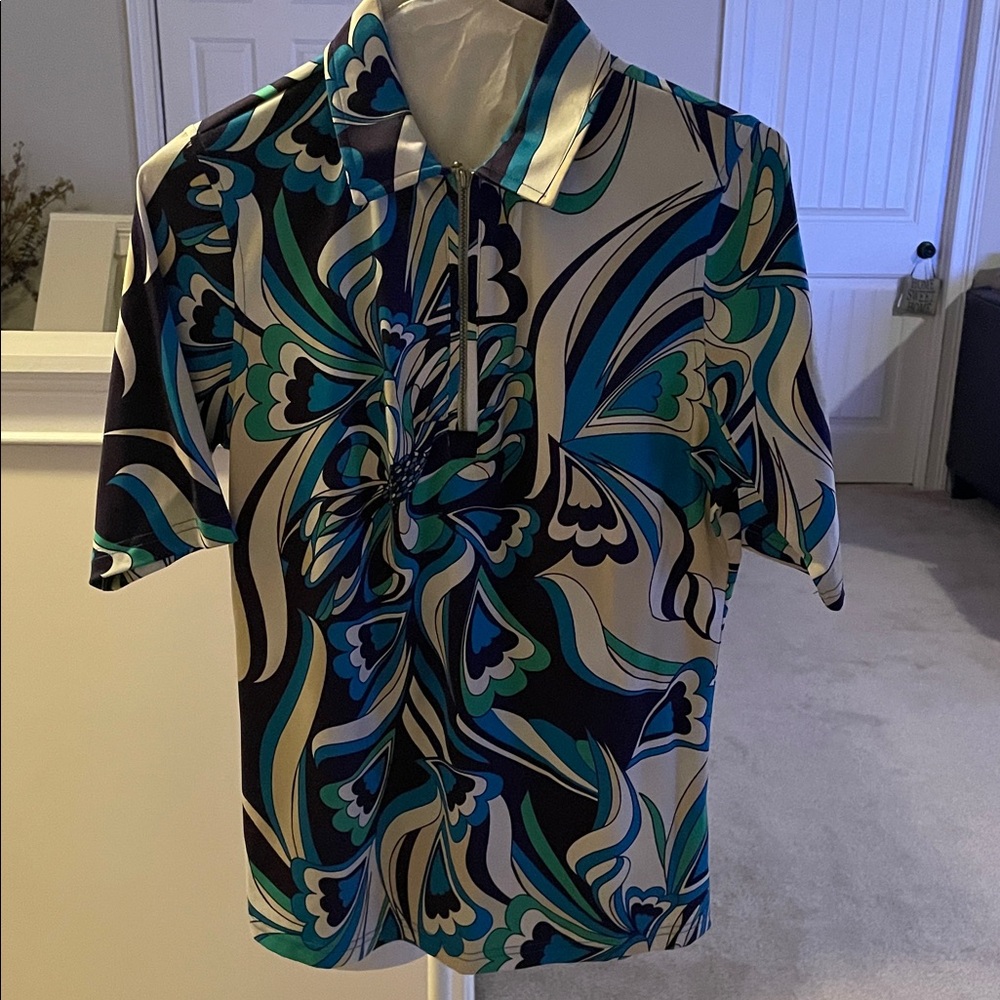 Vibrant Blue and Green Women's Shirt